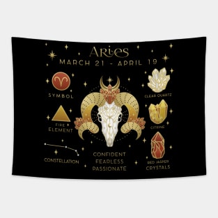 Crystal Zodiac Aries Collage Tapestry