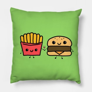 Kawaii fries and burger Pillow