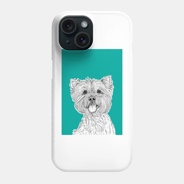 West Highland Terrier Dog Portrait ( teal background ) Phone Case by AdamRegester