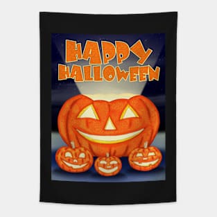 Happy Halloween Pumpkins Tapestry