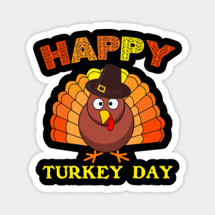 Happy Turkey Day Cute Little Pilgrim Gift Thanksgiving Magnet