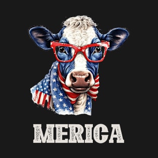 Patriotic Cow lover merica 4th of July T-Shirt