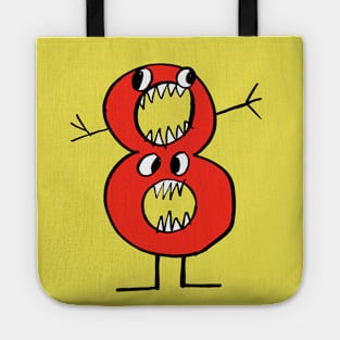 Monster Number 8 in red - happy eighth birthday! Tote