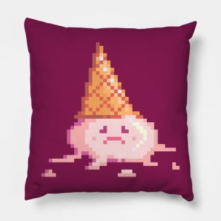 Sad Ice Cream Cone Pixel Art Pillow