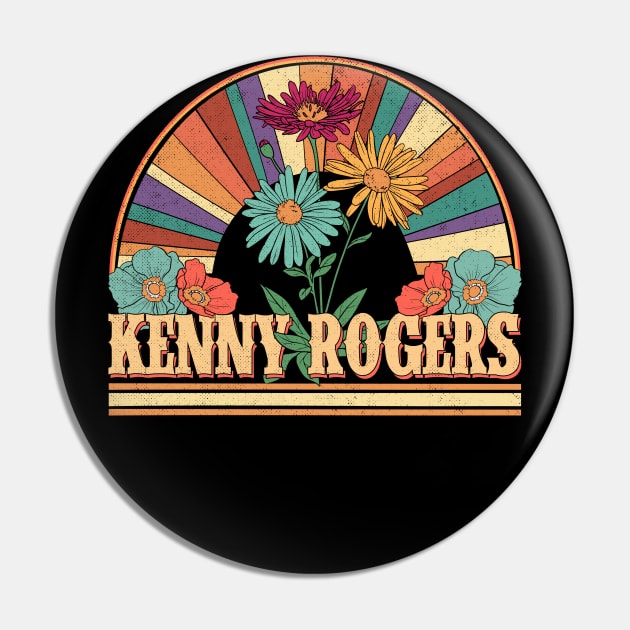 Kenny Flowers Name Rogers Personalized Gifts Retro Style Pin by Roza Wolfwings