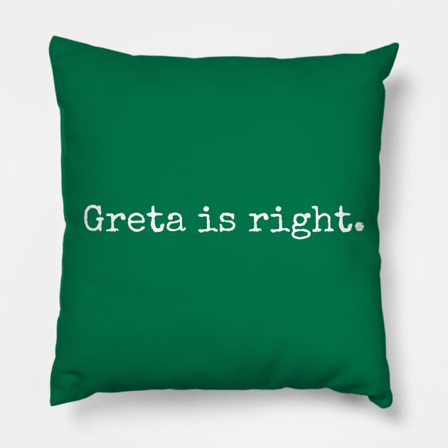 Greta is right. Pillow by Scottish Arms Dealer