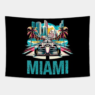 Formula Miami City Racing Circuit Car Map Grand Prix Race Tapestry