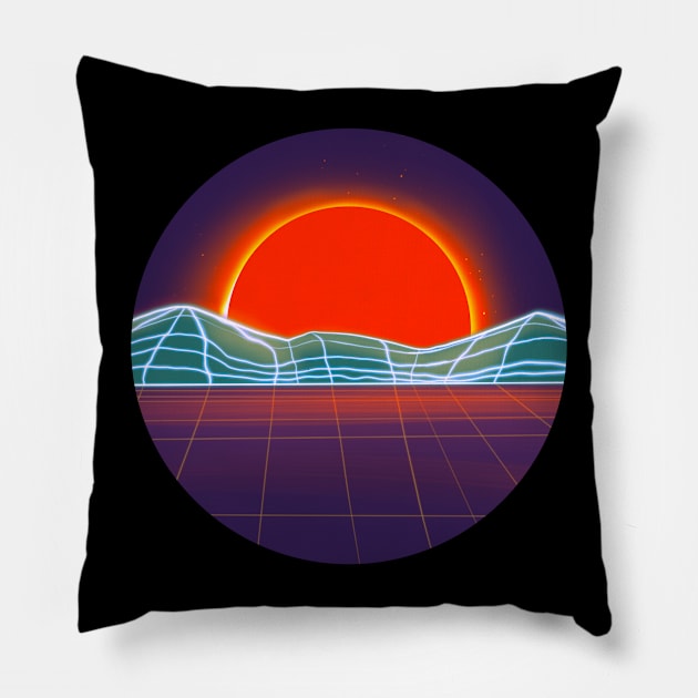 Neon sunset in neon world Pillow by Izzzzman