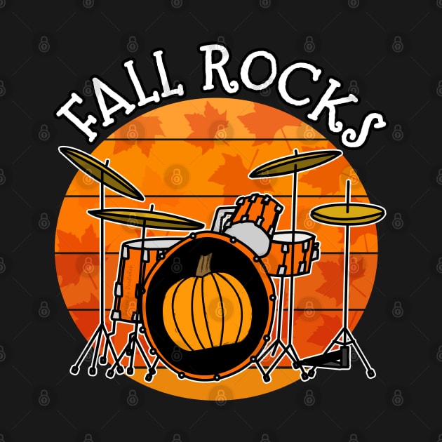 Fall Rocks Drummer Pumpkin Autumn Thanksgiving by doodlerob