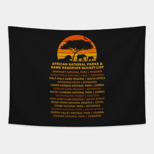 African Safari Bucket List Sunset Lion Elephant Serengeti Tapestry