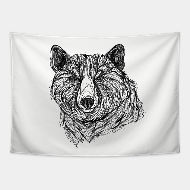 Black Bear Tapestry by InkedinRed