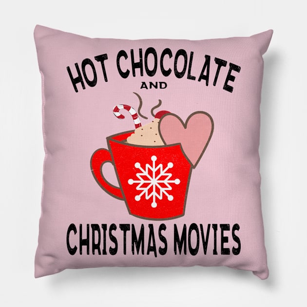 hot chocolate and christmas movies Pillow by MZeeDesigns