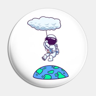 Astronaut Floating With Cloud Balloon Pin