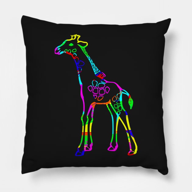 Colorful Giraffe Outline Pillow by Shrenk