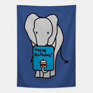 Elephant with Birthday Greetings Tapestry