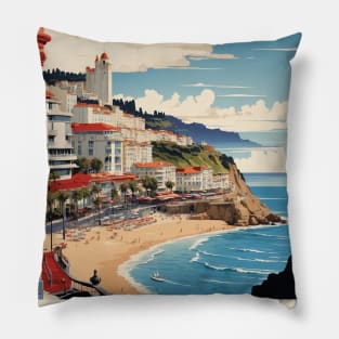 Biarritz France Vintage Poster Tourism Pillow