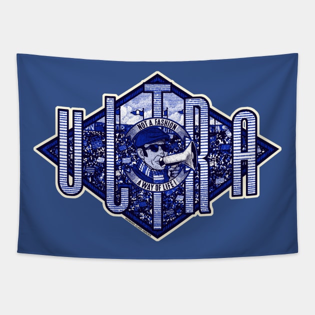 VECCHIO ULTRAS by Wanking Class heroes! (blue and white edition) Tapestry by boozecruisecrew