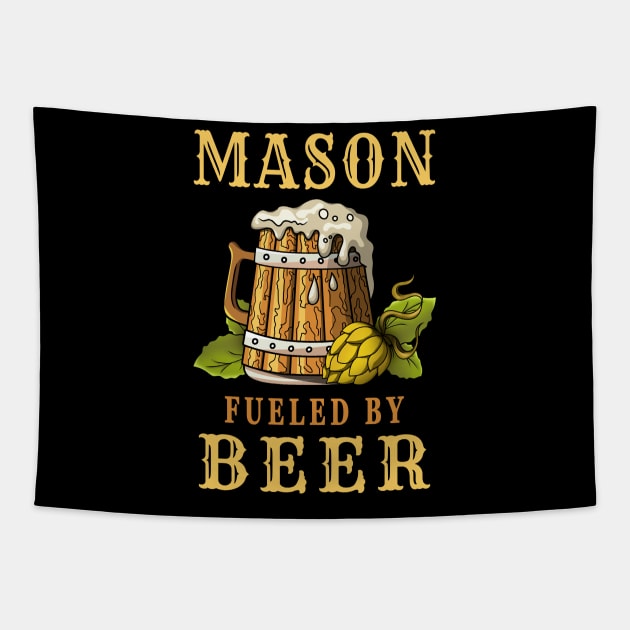 Mason Fueled by Beer Design Quote Tapestry by jeric020290