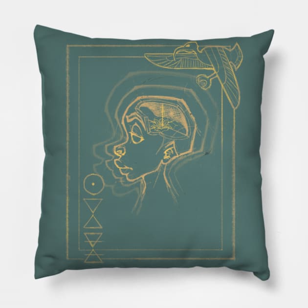 Head Aura (Light Lineart) Pillow by Keith Williams