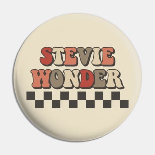 Stevie Wonder Checkered Retro Groovy Style Pin