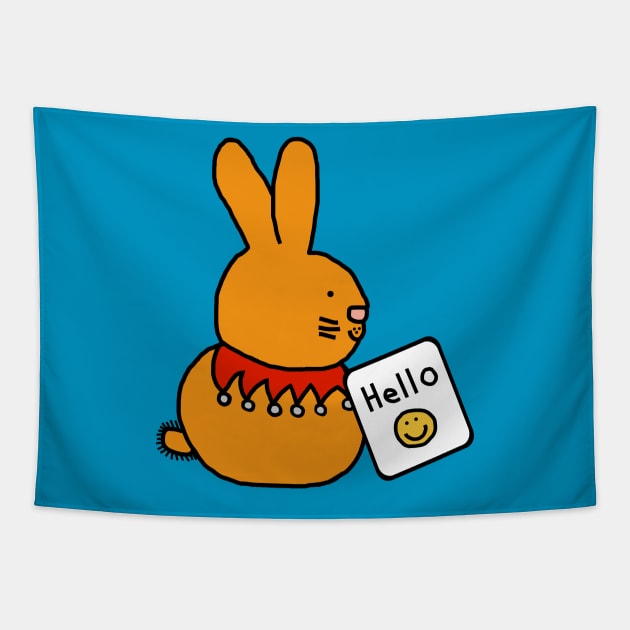 Cute Bunny Rabbit Says Hello Tapestry by ellenhenryart