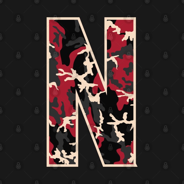 Initial Capital Letter N Camo Alphabet Gift Women Men Kids by teeleoshirts