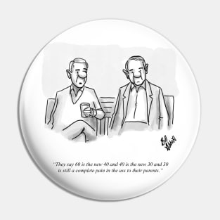 Classic Aging Parents Cartoon Pin