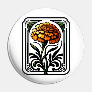 art nouveau marigold october Birth Month Flower Pin