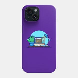 Workspace Cartoon Vector Icon Illustration Phone Case