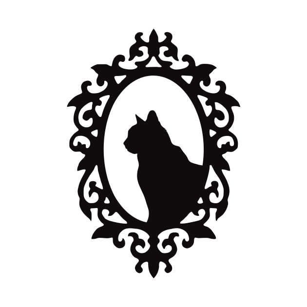 Dark Academia Victorian Cat Side Profile Silhouette Frame by SkullFern