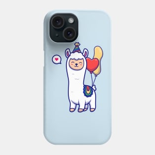 Cute Llama Alpaca Birthday With Balloon Cartoon Phone Case