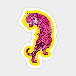 Cyberpunk Neon Pink Tiger Magnet