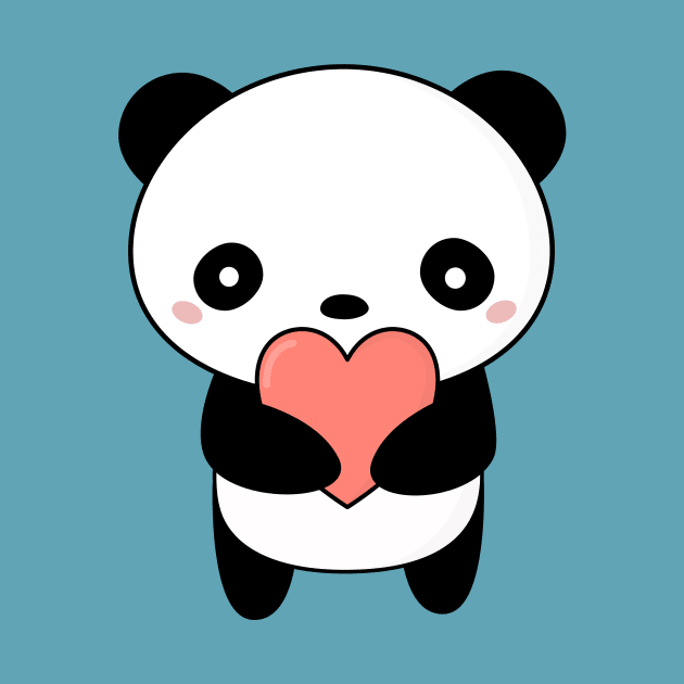 Kawaii Cute Panda Heart T-Shirt by happinessinatee