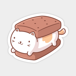 Ice Cream Sandwich Cat Kawaii Magnet