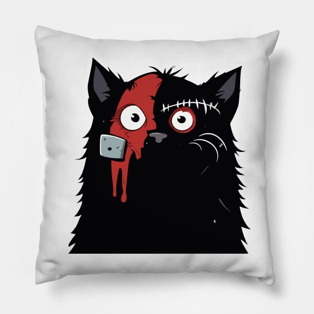 Black Cat After Fight Pillow by clownescape