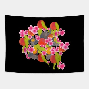 Bats in a Peach Tree Tapestry