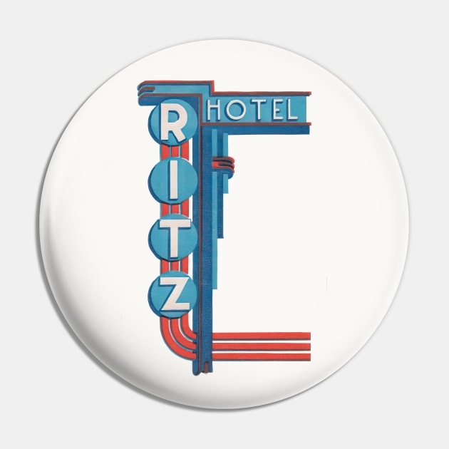 Ritz Hotel / Vintage 70s Aesthetic Design - Ritz - Pin | TeePublic