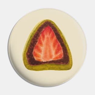 Matcha Ichigo Daifuku/Strawberry Red Bean Mochi Watercolour Illustration Pin