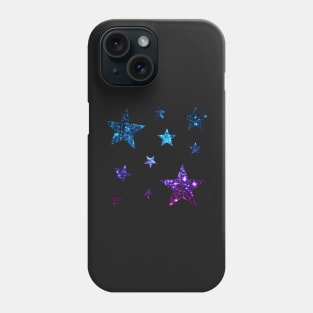 Teal Purple Ombre Faux Glitter Stars Phone Case