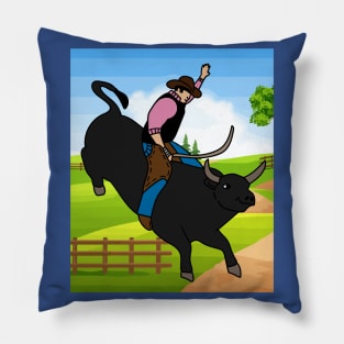 Rodeo Riding On A Bull Pillow