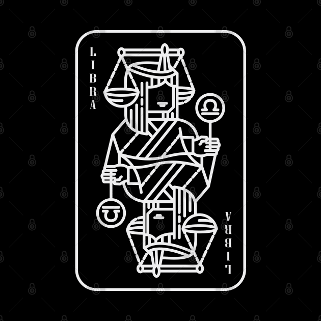 Libra Zodiac horoscope line art playing card style by Shankara