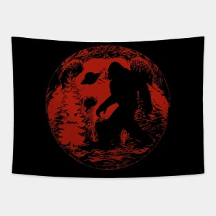 Retro Bigfoot Believer Stuff Theme Silhouette Sasquatch Tapestry