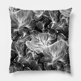 Black and White Shibori Corals Pillow