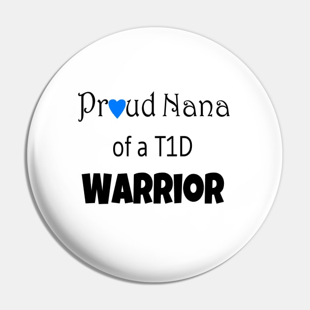 Proud Nana - Black Text - Blue Heart Pin by CatGirl101