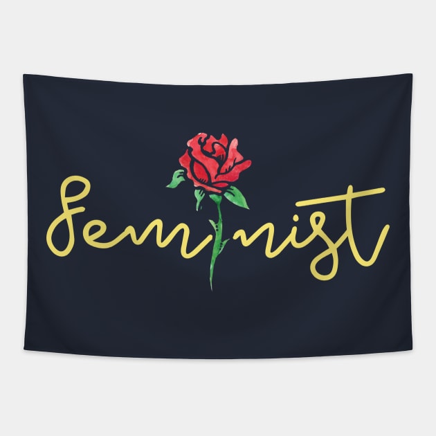 Feminist red rose Tapestry by bubbsnugg