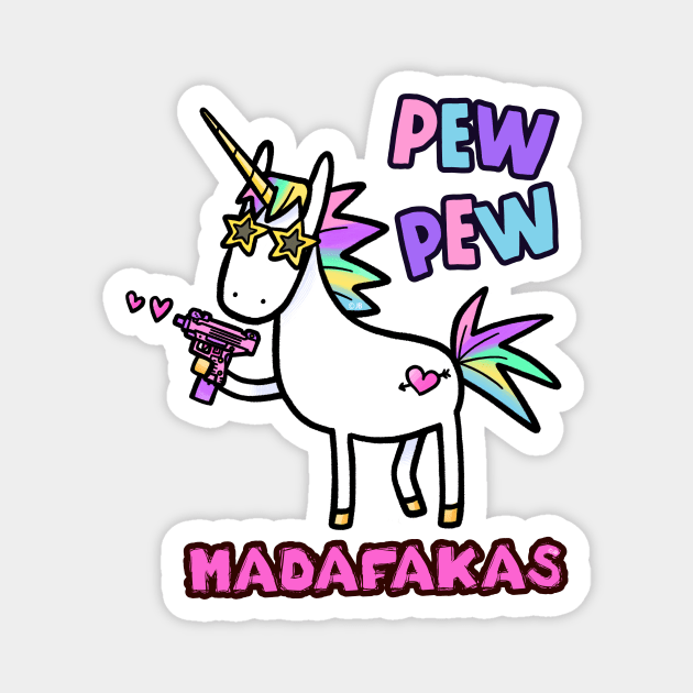 Pew Pew! Cool Unicorn Magnet by Pickledjo