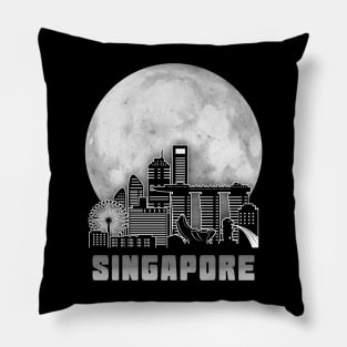 Singapore Skyline Full Moon Pillow