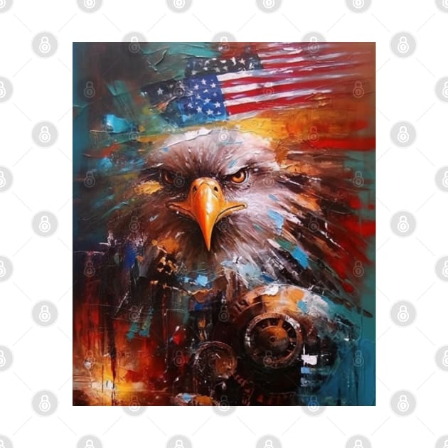 Patriotic Fusion Abstract Art Surrealistic Style Original Artwork Gift Ideas 05 by Headslap Notions
