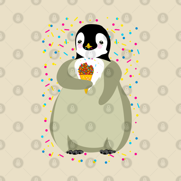 Cute penguin eating ice cream - Animals - Tapestry | TeePublic
