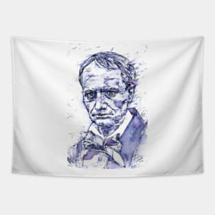 CHARLES BAUDELAIRE - watercolor and ink portrait Tapestry